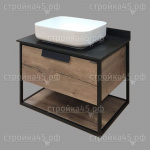 Тумба-умывальник COMFORTY Кёльн 75, подвесная, выдвижной ящик, с умывальником Comforty T-Y9378, дуб темный, 75 см