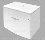 Тумба-умывальник COMFORTY Лаура 75-1, подвесная, выдвижной ящик, с умывальником Quadro 75, белый глянец, 75 см