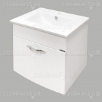 Тумба-умывальник COMFORTY Лаура 60-1, подвесная, выдвижной ящик, с умывальником Quadro 60, белый глянец, 60 см