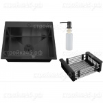 Мойка РМС MR-5050BL, 50*50, толщ. 3,0*1,0 мм, с сифон.+корзина+дозатор, Черная