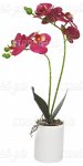 Цветы искусственные SZ-58, Орхидея фиолетовая, в круглом керамическом горшке, 40 см