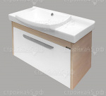 Тумба-умывальник COMFORTY Киото 90П, подвесная, выдвижной ящик, с умывальником Comforty 003, сосна лоредо, 90 см