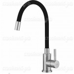 Смеситель ESKO K44 B,SNAKE, для кухни, с гибким черным изливом, нерж. сталь