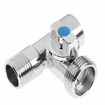 Кран шаровый 1/2"ш*3/4"ш*1/2"г, трехпроходной для стир. машины, BL5837, Хром