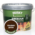 Антисептик HUSKY SIBERIAN ЭКО-ЛАЗУРЬ полуматовый для древесины, кофейное дерево, 9 л