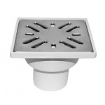 Трап вертикальный, нержавеющая сталь, D 50 мм, 10*10 см