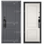 Двери Мастино металлические CITY SMART, 2050*860, Левая, Черный муар металлик, 10SMD-1, МДФ, Белый матовый, Черная