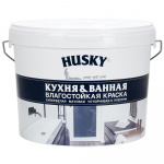 Краска HUSKY для кухонь и ванных комнат, белая матовая, 9 л