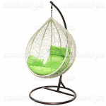 Качели садовые DM-521-1, кокон ротанговый, большой, белый