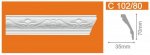 Плинтус потолочный полистирол С102/80, резной, белый, 2000*35*70 мм
