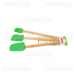 Набор BR-166, лопаток и кисточек, BRAVO, 30 см, силиконовые с бамбук. ручками