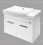 Тумба-умывальник COMFORTY Киото 75П, подвесная, распашные створки, с умывальником Comforty 002, белый глянец, 75 см