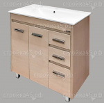 Тумба-умывальник COMFORTY Марио 90, напольная, распашные створки и выдвижные ящики, с умывальником Comforty 90E, сосна лоредо, 90 см