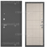 Двери Мастино металлические TRUST MASS 90, 2050*960, Левая, Графит букле, МДФ Бьянко ларче, 9S-193, Черная броненакладка